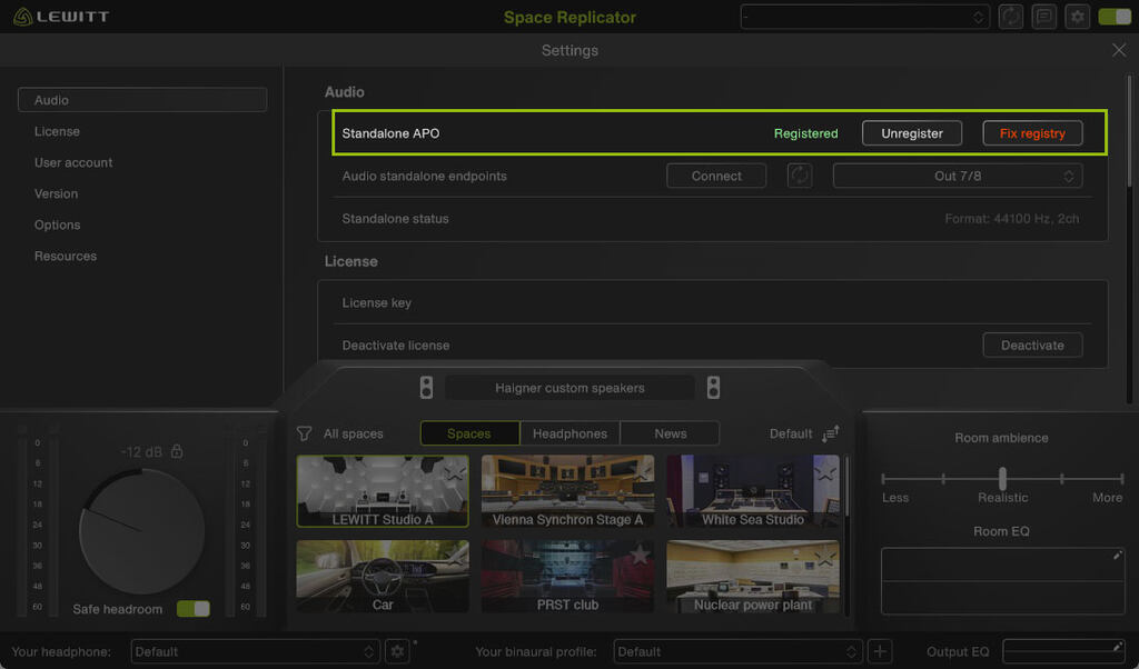 Space Replicator Settings