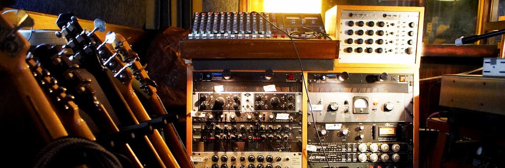 The impressive outboard gear collection in Stellar Sound studios.