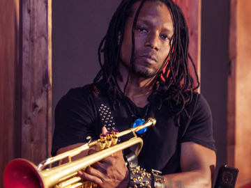 Dontae Winslow with trumpet at EchoBar Studios