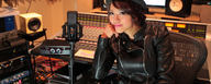 Rie Tsuji with her LCT 940 reference condenser FET studio microphone [Photo © David Chua]