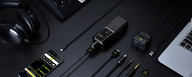 This image shows the DGT 650 USB microphone and interface mobile recording studio